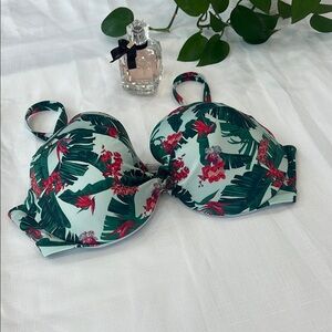 Victoria's Secret Green and Red Floral Bikini Top
